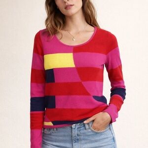 Bramante Made in Italy Abstract Colorblock Knit Top | Artwear Chic | Small